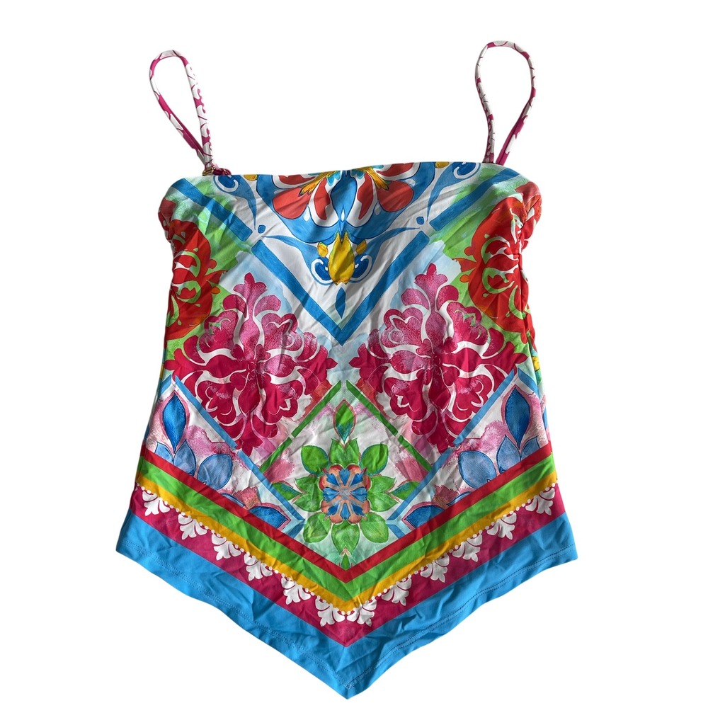 Becca NWOT Mijas Casey Hankerchief Tankini Swim Top Women's Size Medium